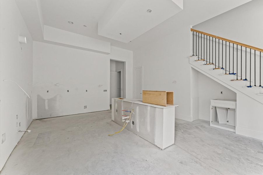Kitchen and under stairs dry bar. Photo taken in mid-November.