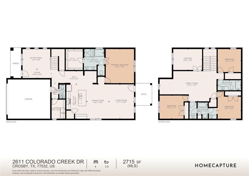 2D floor plan layout of this home in Sundance Cove - Premier Series, Crosby, TX (Image 5).