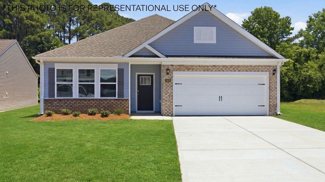 Front exterior of a new home in Villa Grande, Winterville, NC, highlighting curb appeal (Image 1). Front exterior of a new home in Villa Grande, Winterville, NC, highlighting curb appeal (Image 1).