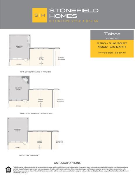 2D floor plan layout for the Tahoe by Stonefield Homes in Rio Vista at Kelly Ranch, Aledo, TX (Image 23).