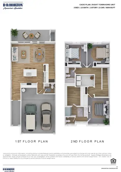 2D floor plan layout for the Cade by D.R. Horton in Alexander Townhomes, Pearland, TX (Image 3). 2D floor plan layout for the Cade by D.R. Horton in Alexander Townhomes, Pearland, TX (Image 3).