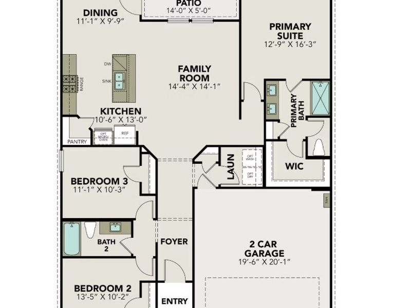 2D floor plan layout of this home in Bricewood, San Antonio, TX (Image 2).