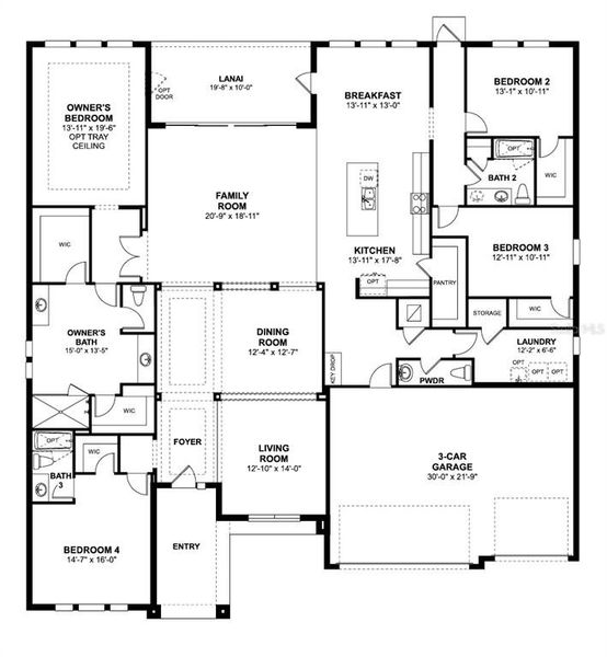 2D floor plan layout of this home in Solace at Corner Lake, Orlando, FL (Image 4).