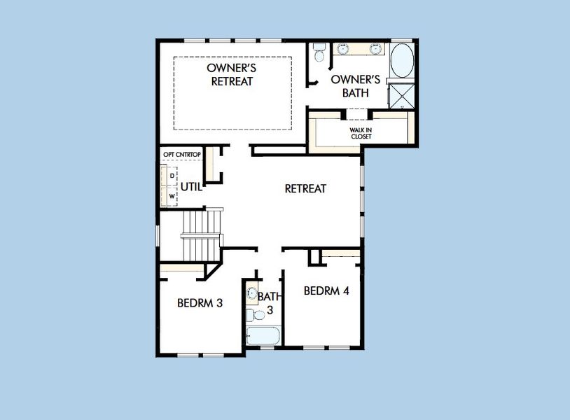 2D floor plan layout for the The Whitetail by David Weekley Homes in Whitley Preserve – Enclave Collection, Mint Hill, NC (Image 5).