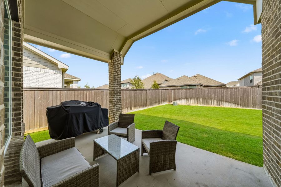 A convenient gas stub makes the covered patio ready for a future grill, creating an ideal setting for effortless outdoor cooking, weekend barbecues, and entertaining family and friends.