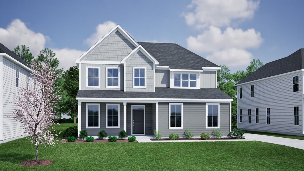 Representative exterior photo of a completed home built from the Peachtree - Vanguard Collection by Mungo Homes in Rogers Spring, Graham, NC (Image 20).