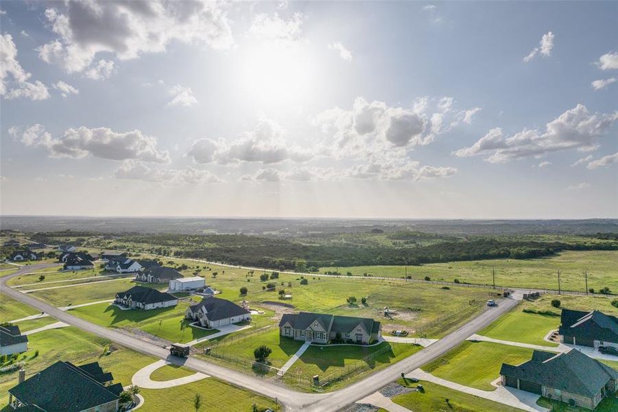 Aerial view of sparsely populated area