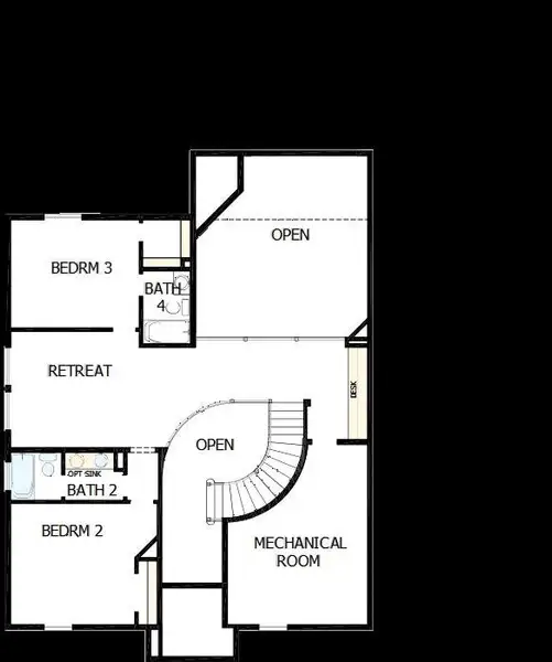 2D floor plan layout of this home in South Pointe  Village Series, Mansfield, TX (Image 5).