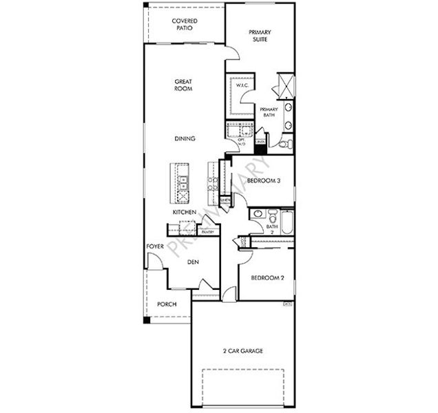 2D floor plan layout of this home in Hanson Ridge, Vail, AZ (Image 2).