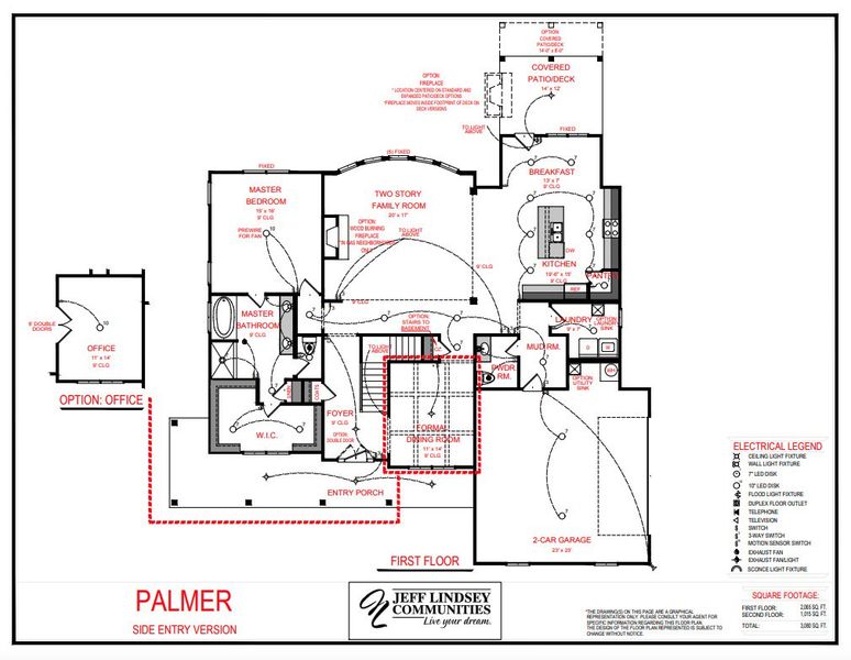 2D floor plan layout for the Palmer A by Jeff Lindsey Communities in Belle Hall, Newnan, GA (Image 2).