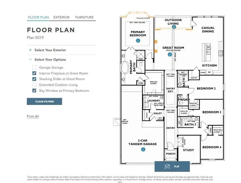 2D floor plan layout of this home in , Missouri City, TX (Image 1).