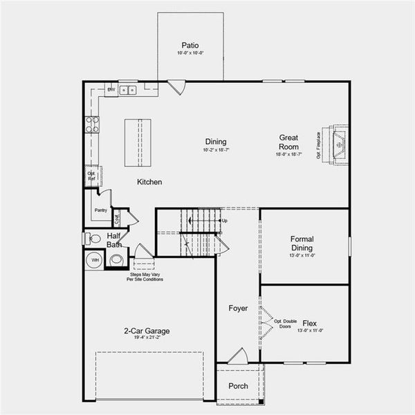 2D floor plan layout of this home in Falls Creek, Flowery Branch, GA (Image 4).