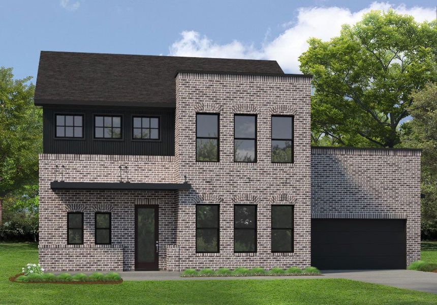 Front exterior of a new home in Easthaven at Bridgeland Central - Horizon Collection, Cypress, TX, highlighting curb appeal (Image 2). Front exterior of a new home in Easthaven at Bridgeland Central - Horizon Collection, Cypress, TX, highlighting curb appeal (Image 2).