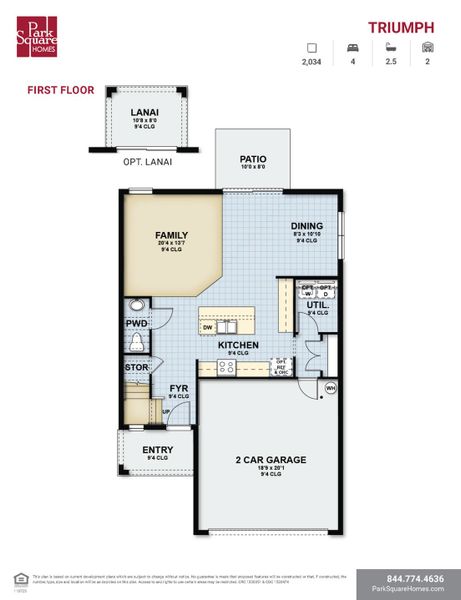 2D floor plan layout for the Triumph by Park Square Residential in Highfield at Twisted Oaks, Wildwood, FL (Image 3).