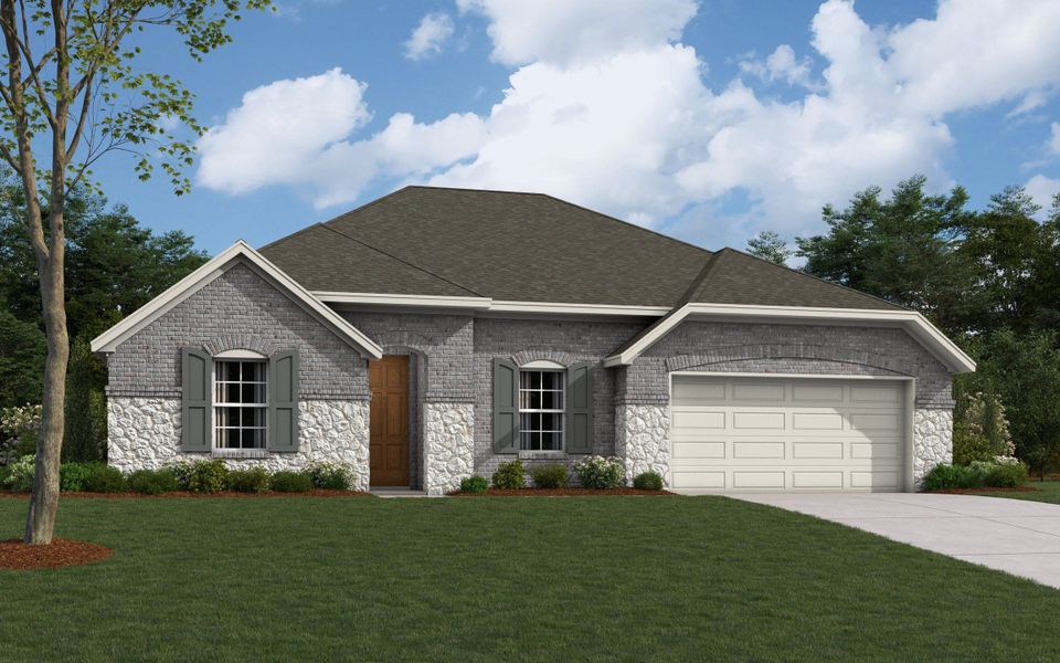 Representative exterior photo of a completed home built from the The Midland by William Ryan Homes in Creekside, Royse City, TX (Image 5). Representative exterior photo of a completed home built from the The Midland by William Ryan Homes in Creekside, Royse City, TX (Image 5).