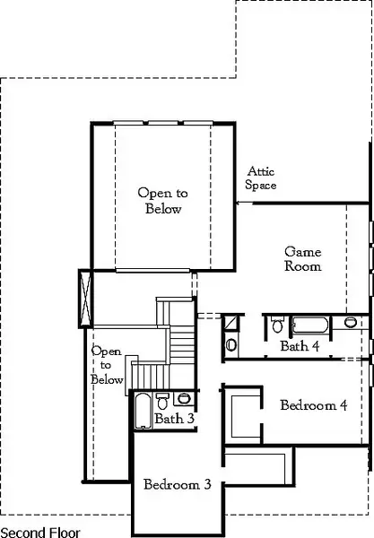 2D floor plan layout of this home in Wolf Ranch, Georgetown, TX (Image 4).