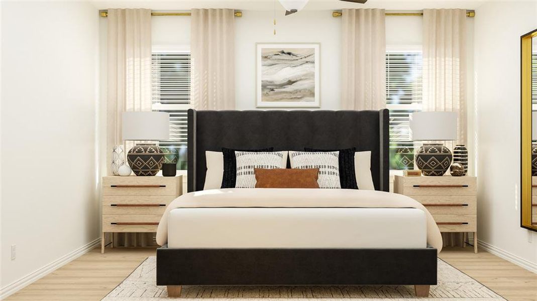 Bedroom with light wood-type flooring