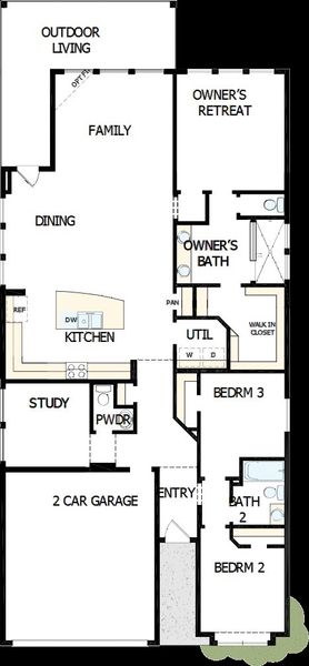 2D floor plan layout of this home in Grange 45' Homesites, Katy, TX (Image 2).