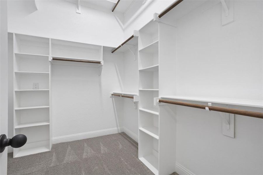 Spacious closet with carpet