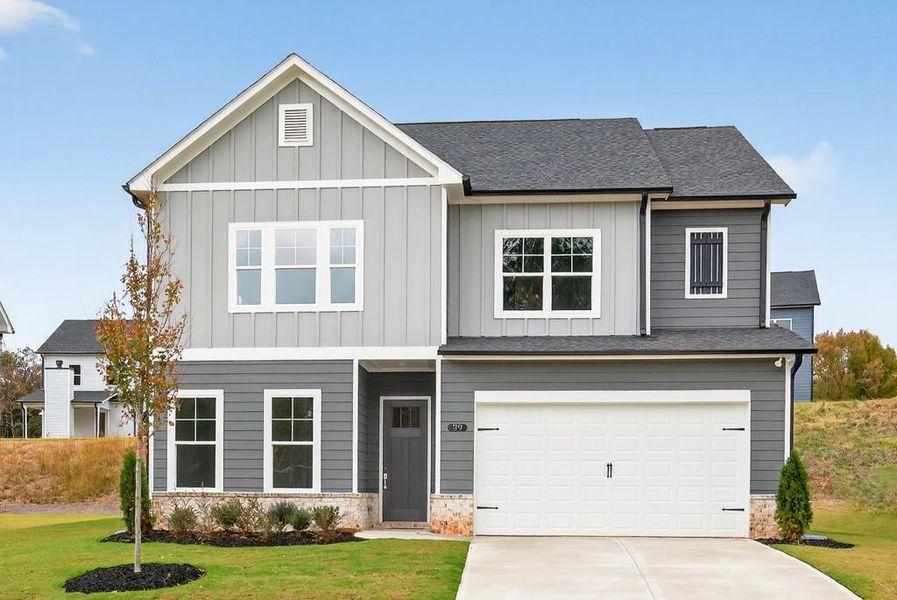 Front exterior of a new home in Red Bird Manor, Jefferson, GA, highlighting curb appeal (Image 22).