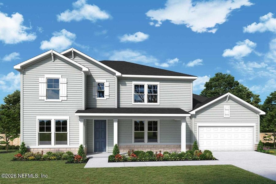 Front exterior of a new home in , Yulee, FL, highlighting curb appeal (Image 1). Front exterior of a new home in , Yulee, FL, highlighting curb appeal (Image 1).
