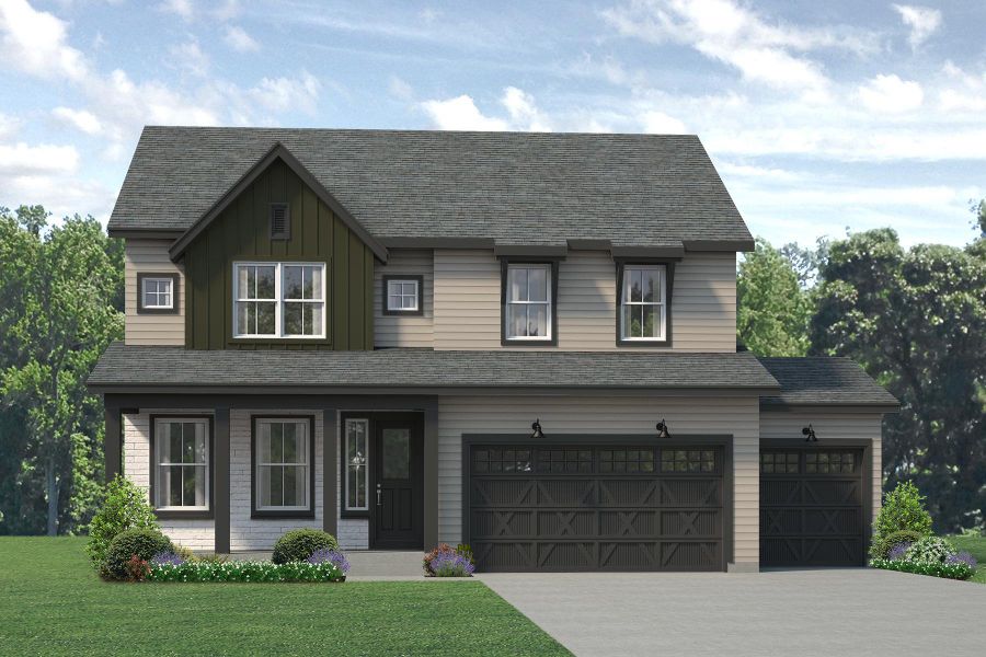 Representative exterior photo of a completed home built from the Gunnison by Risewell Homes in Highlands Preserve, Mead, CO (Image 16).