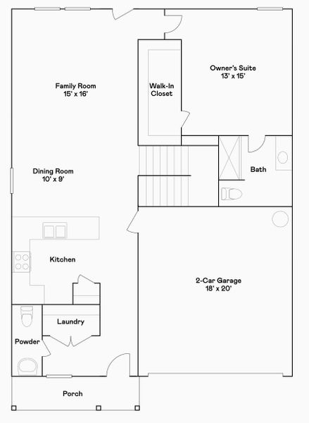 2D floor plan layout of this home in Jones Creek Reserve: Watermill Collection, Richmond, TX (Image 3).