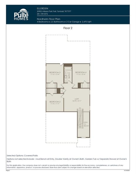2D floor plan layout of this home in Ellerden, Tomball, TX (Image 2).