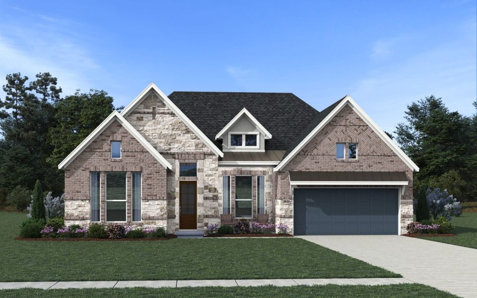 Representative exterior photo of a completed home built from the Malani – 60′ Lot by Chesmar Homes in Lakes of Cane Island, Katy, TX (Image 21).