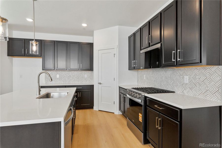 Modern kitchen with stainles steel appliances