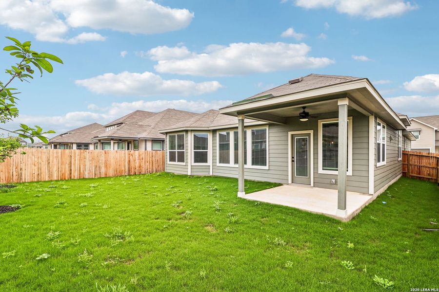 Exterior details and patio area of a home in Estancia Ranch - Classic Series, San Antonio (Image 31).