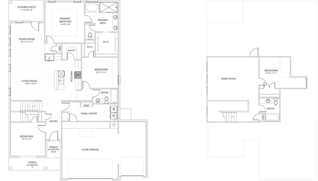 2D floor plan layout for the Toledo by Home Creations in Encino Estates, Dayton, TX (Image 3).