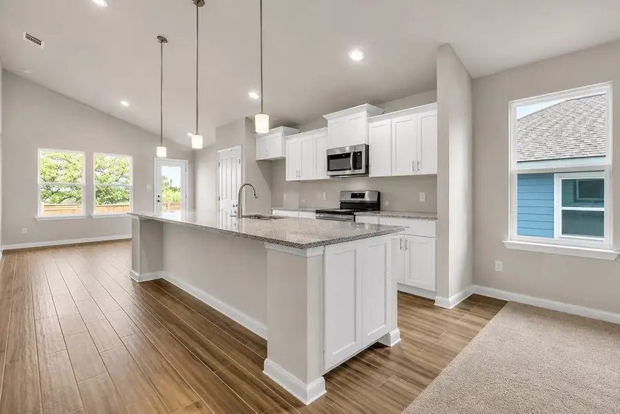 Representative furnished interior of a home built from the Canary 1730 TR 3CG by Saratoga Homes in Turnbo Ranch, Killeen (Image 3).