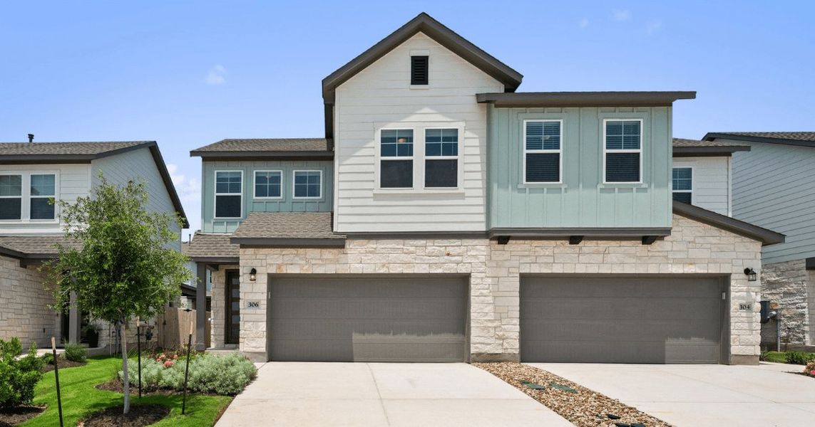 Front exterior of a new home in Park Central, Georgetown, TX, highlighting curb appeal (Image 2). Front exterior of a new home in Park Central, Georgetown, TX, highlighting curb appeal (Image 2).