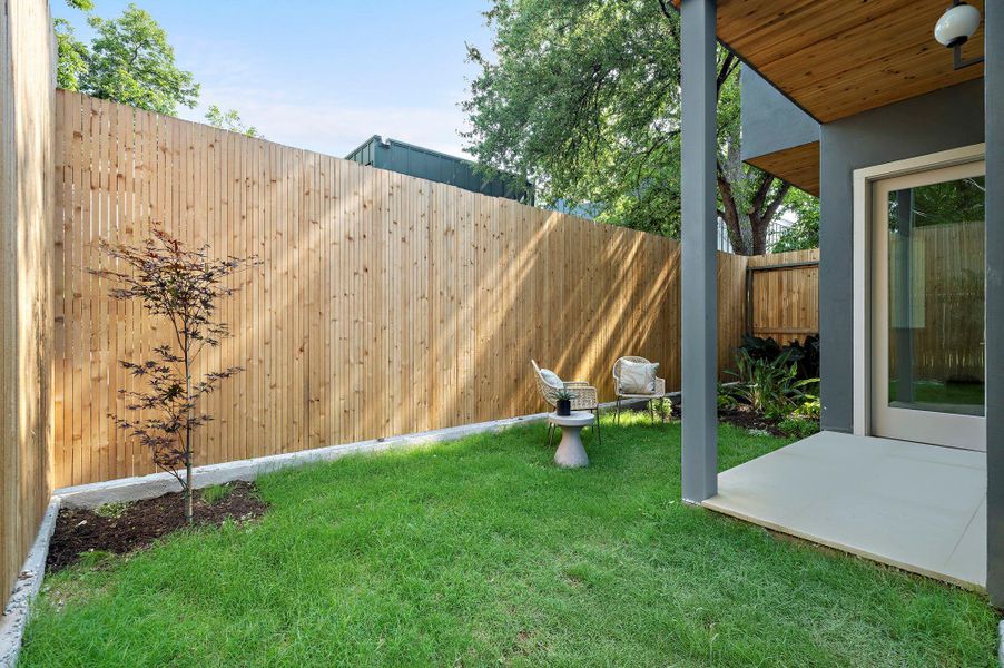 Exterior details and patio area of a home in , Austin (Image 2). Exterior details and patio area of a home in , Austin (Image 2).