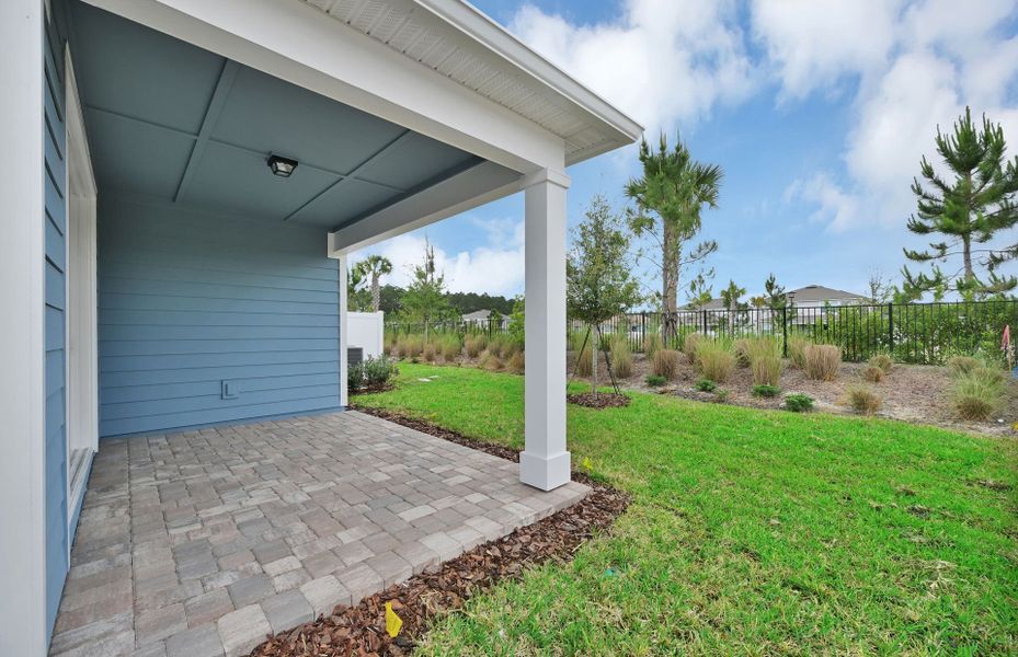 Exterior details and patio area of a home in Del Webb Wildlight, Yulee (Image 3). Exterior details and patio area of a home in Del Webb Wildlight, Yulee (Image 3).