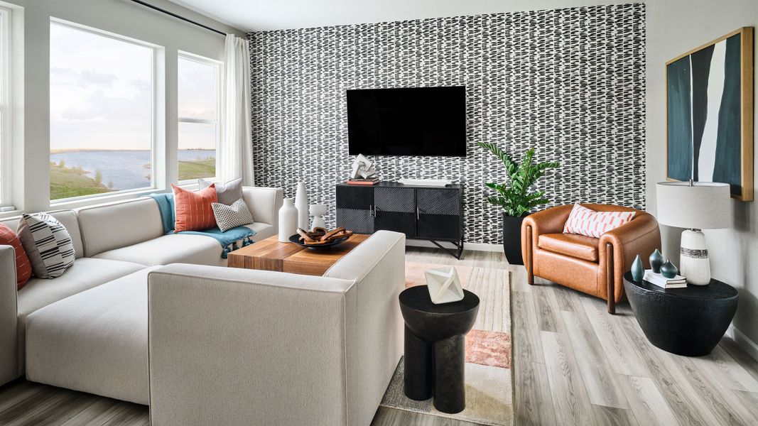Representative furnished interior of a home built from the Granby by Taylor Morrison in Trailstone Town Collection, Arvada (Image 6).