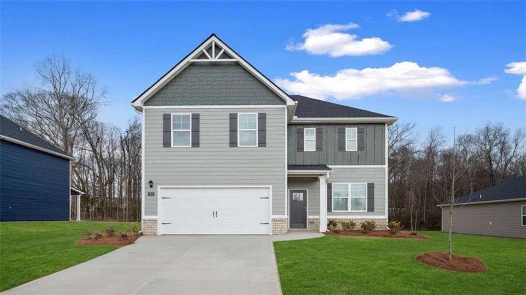 Front exterior of a new home in Jackson Landing, Jefferson, GA, highlighting curb appeal (Image 1). Front exterior of a new home in Jackson Landing, Jefferson, GA, highlighting curb appeal (Image 1).