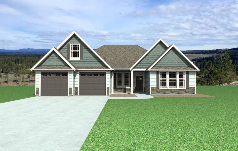 Front exterior of a new home in Tubbs Mountain Estates, Travelers Rest, SC, highlighting curb appeal (Image 1). Front exterior of a new home in Tubbs Mountain Estates, Travelers Rest, SC, highlighting curb appeal (Image 1).