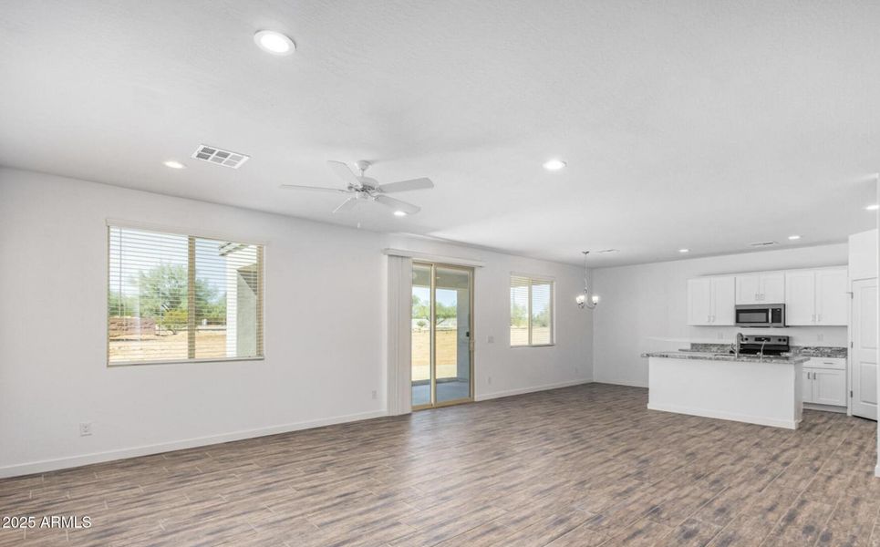 Kitchen open to dining area & great room