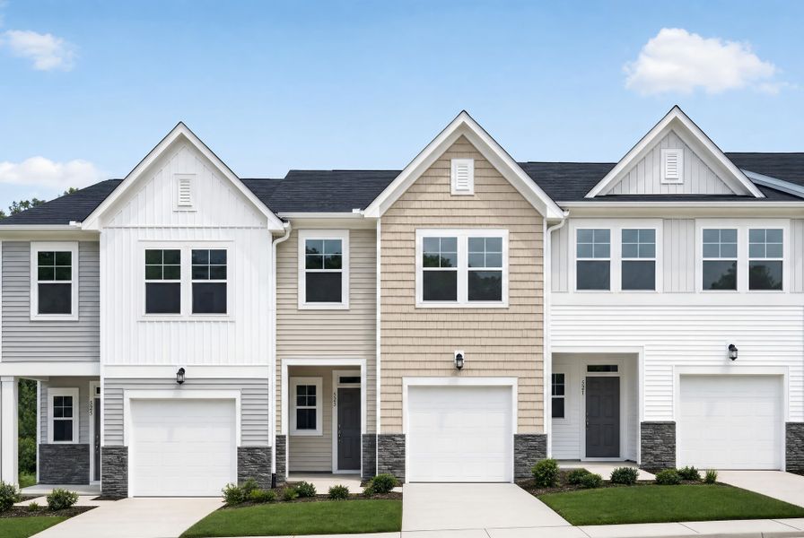 Front exterior of a new home in Lawson Townes, Haw River, NC, highlighting curb appeal (Image 1). Front exterior of a new home in Lawson Townes, Haw River, NC, highlighting curb appeal (Image 1).