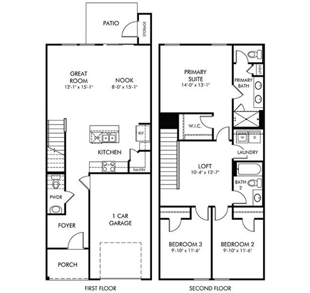 2D floor plan layout of this home in Northbrook Village Townes, Taylors, SC (Image 2). 2D floor plan layout of this home in Northbrook Village Townes, Taylors, SC (Image 2).