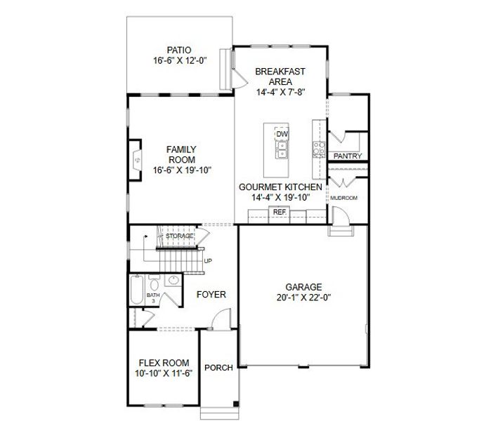 2D floor plan layout for the The Maisie II by Stanley Martin Homes in The Beacon at Old Peachtree Single Family Homes, Lawrenceville, GA (Image 5).