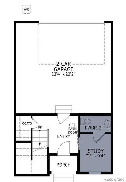 2D floor plan layout of this home in Dillon Pointe - Skyview, Broomfield, CO (Image 23).