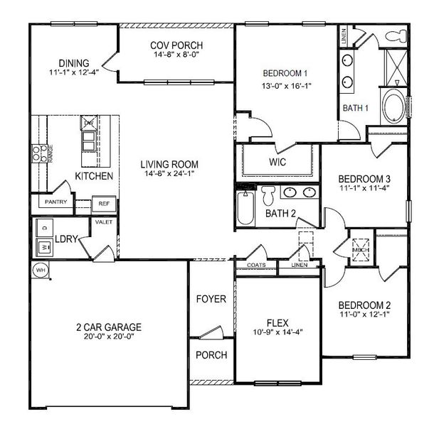 2D floor plan layout for the Booth by D.R. Horton in Lost Creek, Dallas, GA (Image 5).