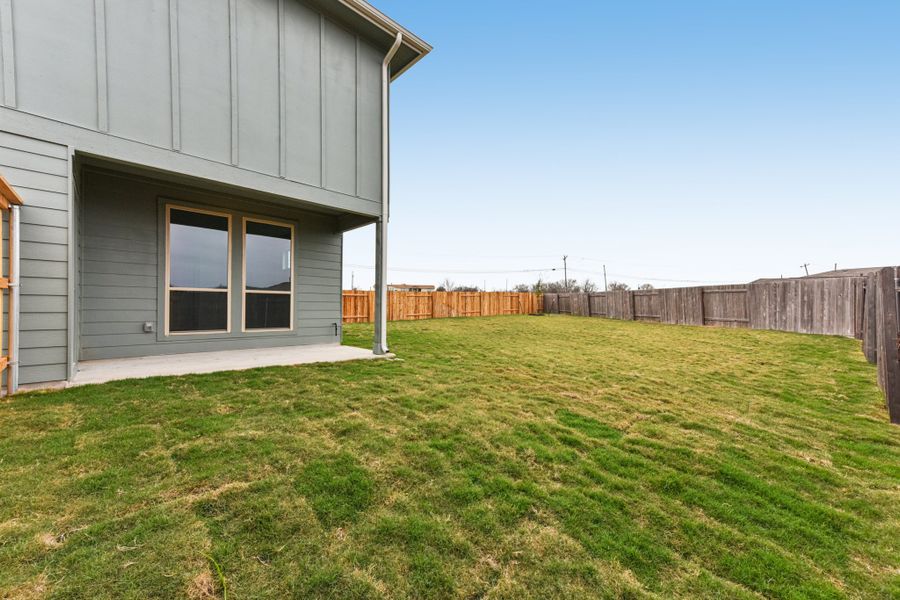 Exterior details and patio area of a home in Crosswinds, Kyle (Image 2). Exterior details and patio area of a home in Crosswinds, Kyle (Image 2).