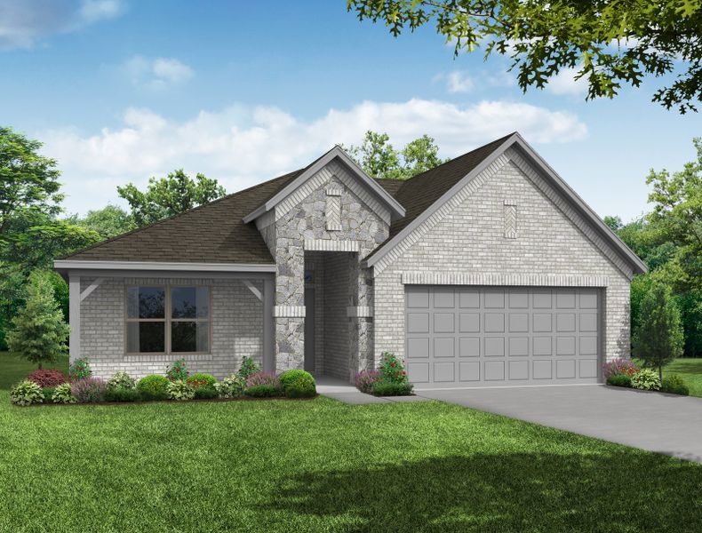Representative exterior photo of a completed home built from the Lincoln by Impression Homes in Keeneland, Aubrey, TX (Image 12). Representative exterior photo of a completed home built from the Lincoln by Impression Homes in Keeneland, Aubrey, TX (Image 12).