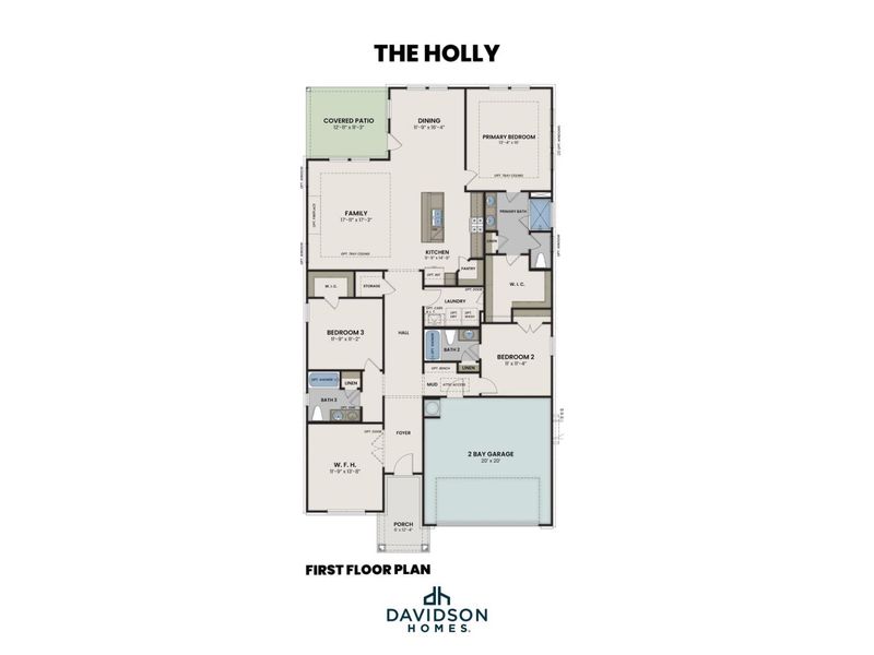 2D floor plan layout for the The Holly C by Davidson Homes LLC in Heartland, Heartland, TX (Image 3). 2D floor plan layout for the The Holly C by Davidson Homes LLC in Heartland, Heartland, TX (Image 3).