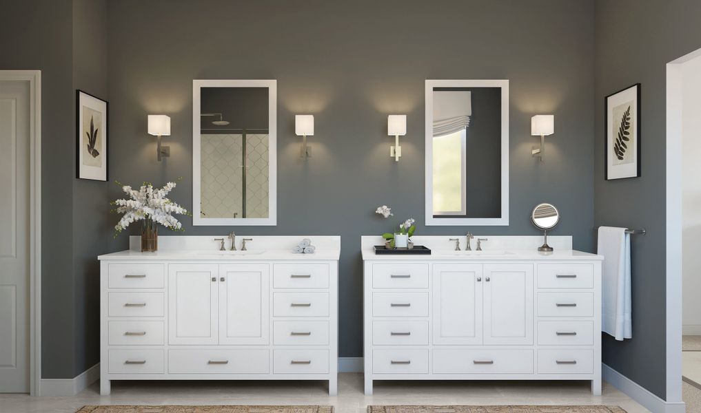 Primary bath with dual vanities Primary bath with dual vanities