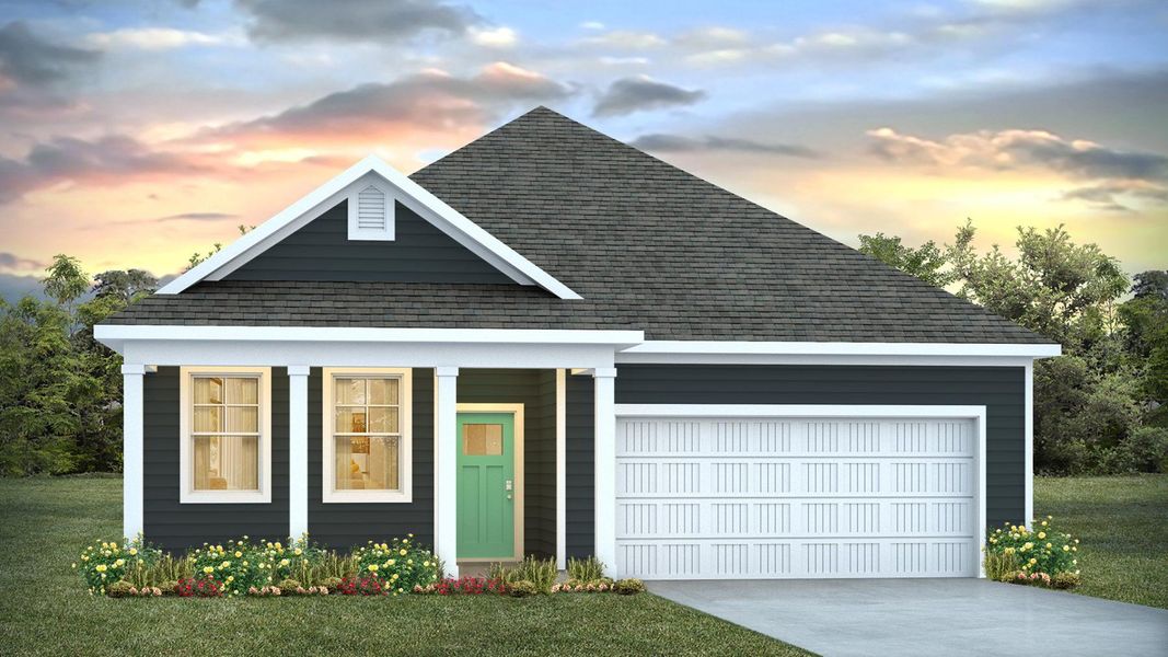 Front exterior of a new home in Sidbury Station, Castle Hayne, NC, highlighting curb appeal (Image 1). Front exterior of a new home in Sidbury Station, Castle Hayne, NC, highlighting curb appeal (Image 1).